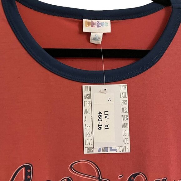 LuLaRoe Women’s XL Liv Retro Graphic Tee “American Beauty” Ribbed Neck & Cuffs - Picture 9 of 13